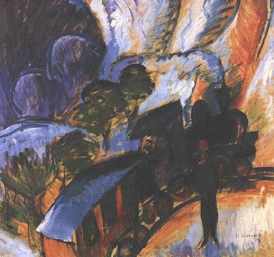 Ernst Ludwig Kirchner Rhaetian Railway, Davos Sweden oil painting art